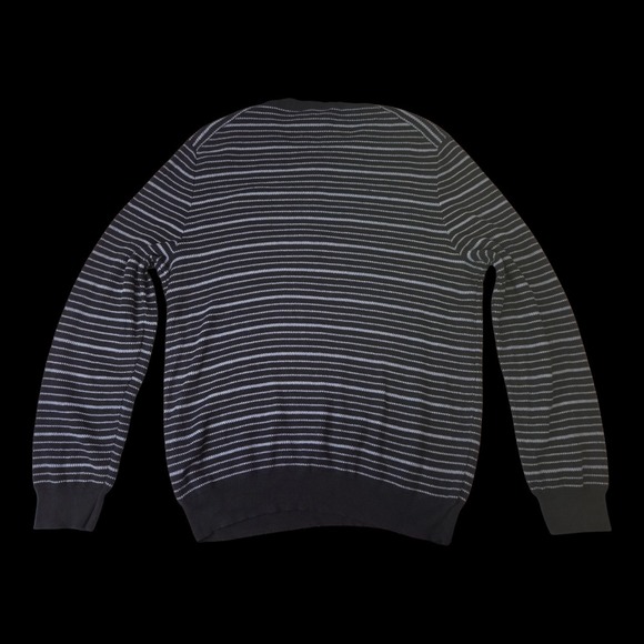 Jos A. Bank Mens Sweater Tailored Fit XL Striped Blue Crew Neck   100% Cotton - Picture 2 of 6